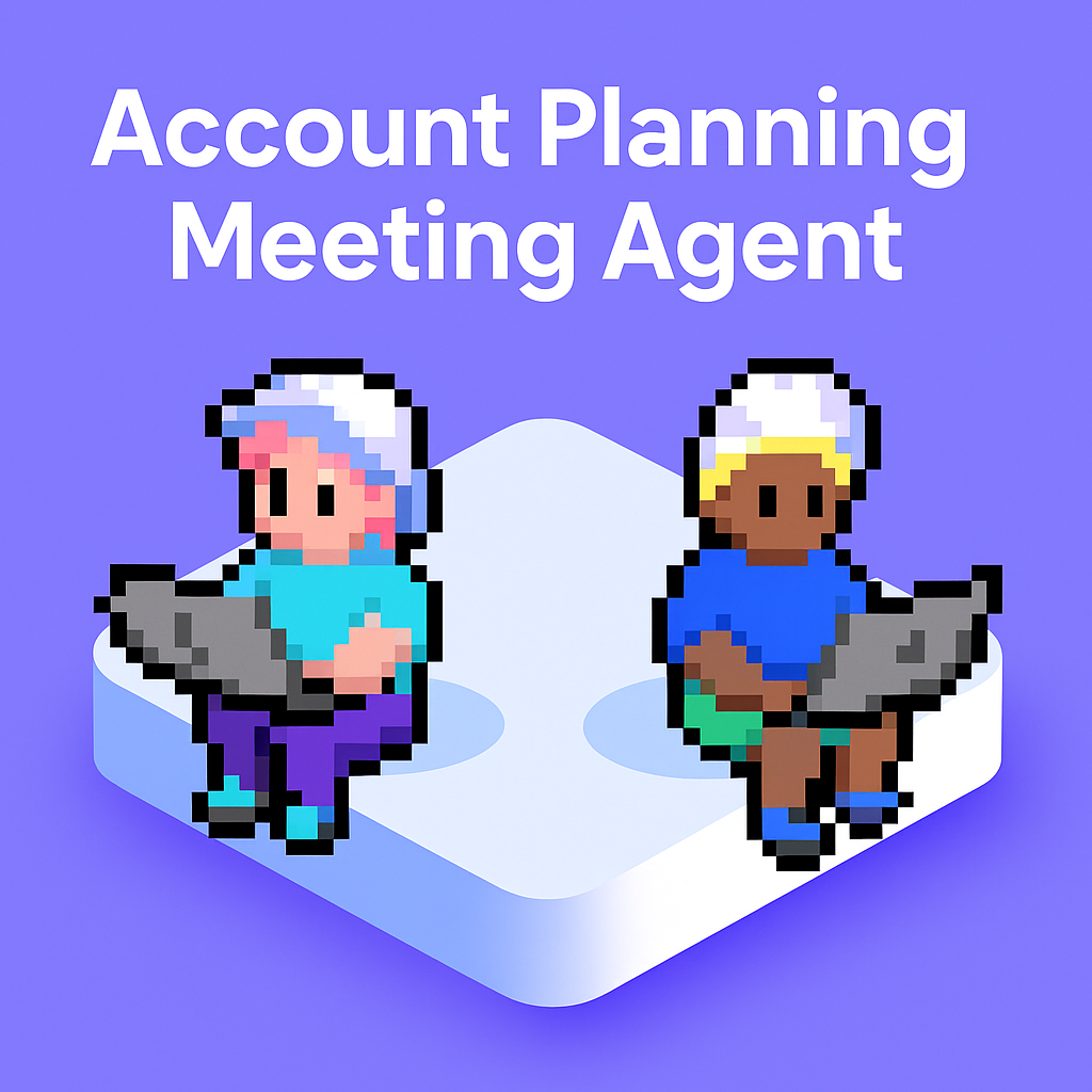 Account Planning Meeting Agent - Two professionals collaborating on laptops to define customer account plan with AI automation