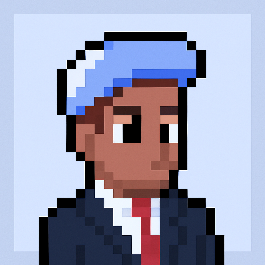 Professional AI agent avatar for account planning meeting automation - Key Account Manager assistant with business suit and hat