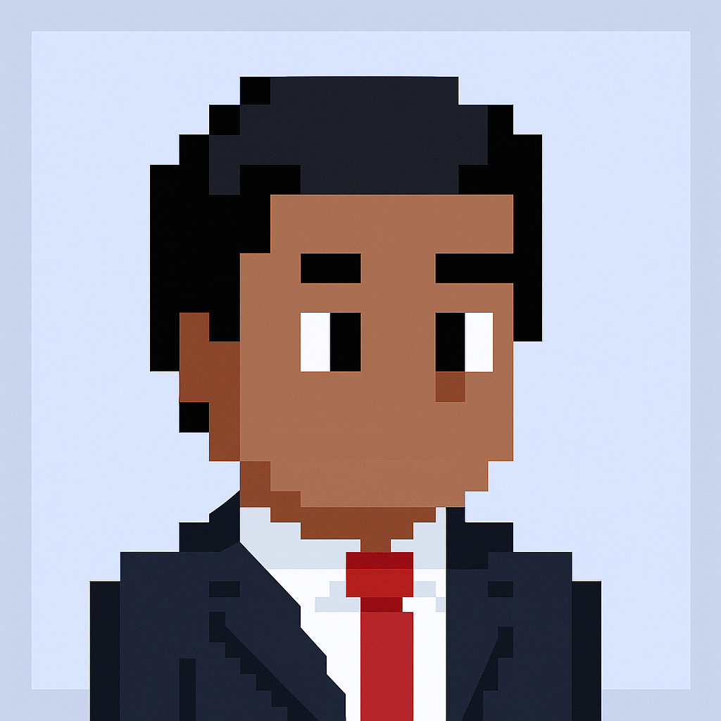 Professional AI account planning meeting agent avatar in business suit - key account manager automation tool