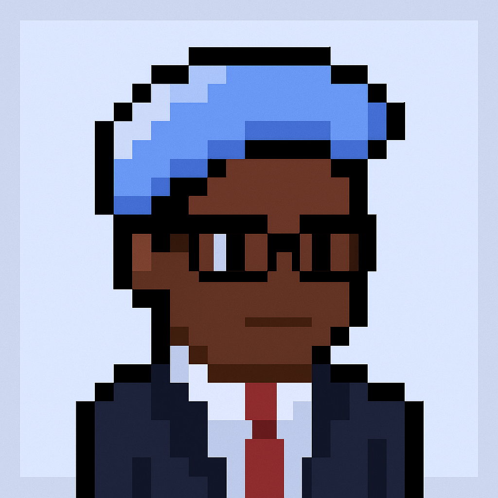 Account planning agent avatar - professional key account manager with glasses and blue hat for strategic account planning software