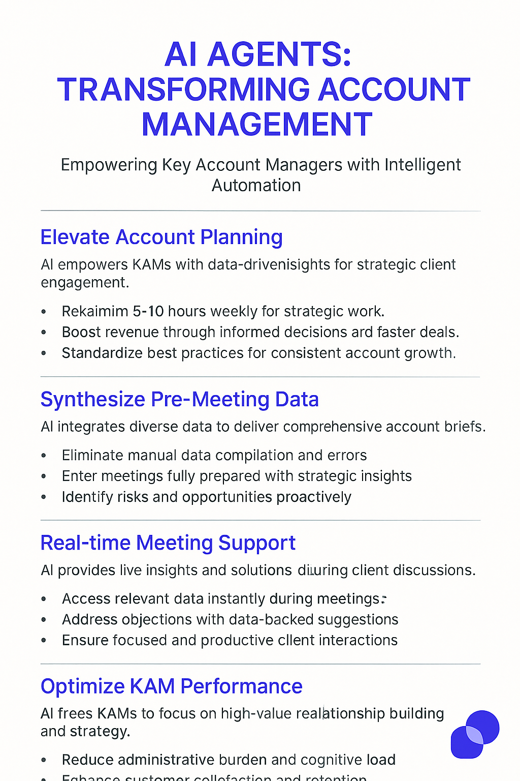 AI Agents: Transforming Account Management infographic - Empowering Key Account Managers with Intelligent Automation for strategic account planning and optimized performance