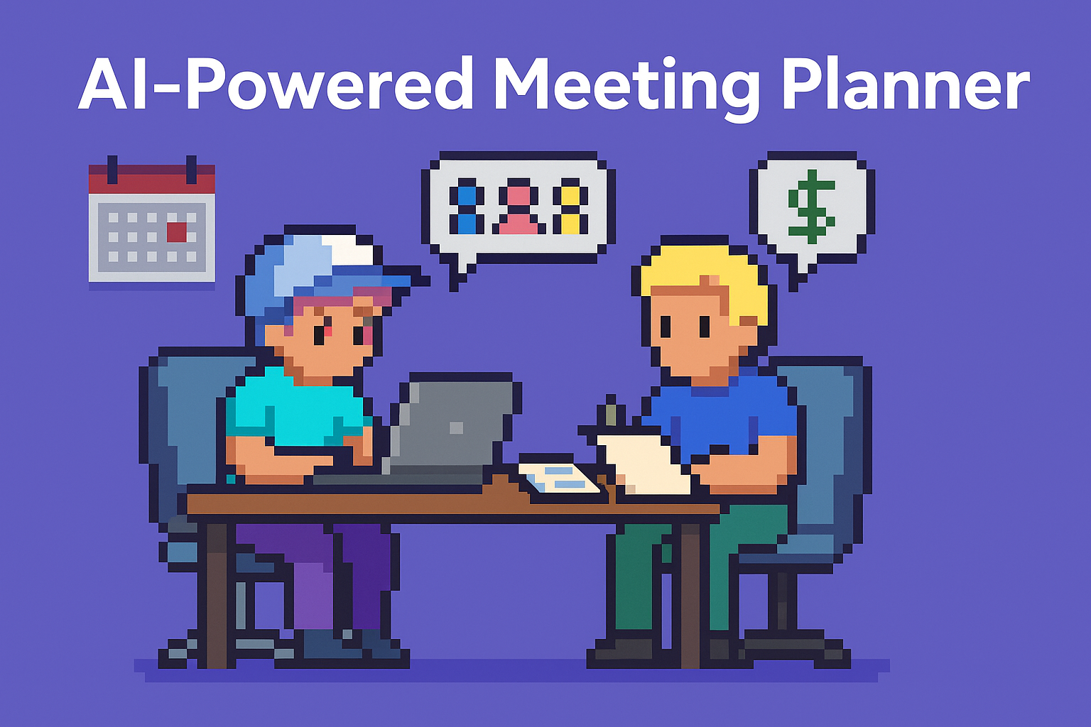 AI-Powered Meeting Planner for Account Team Coordination - two professionals collaborating with laptop and notepad, discussing client priorities and revenue growth