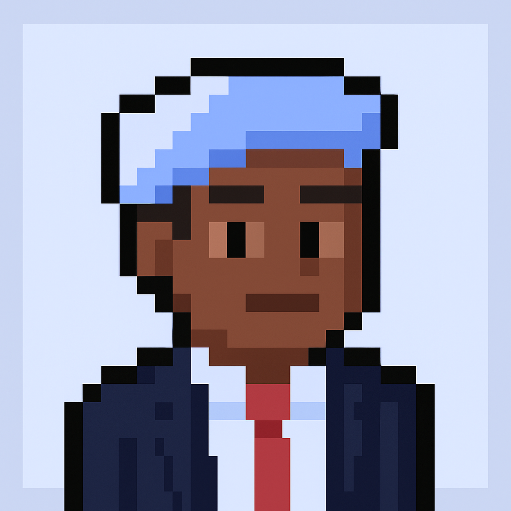 Client onboarding meeting agent avatar - professional AI assistant for key account managers wearing business attire with light blue background