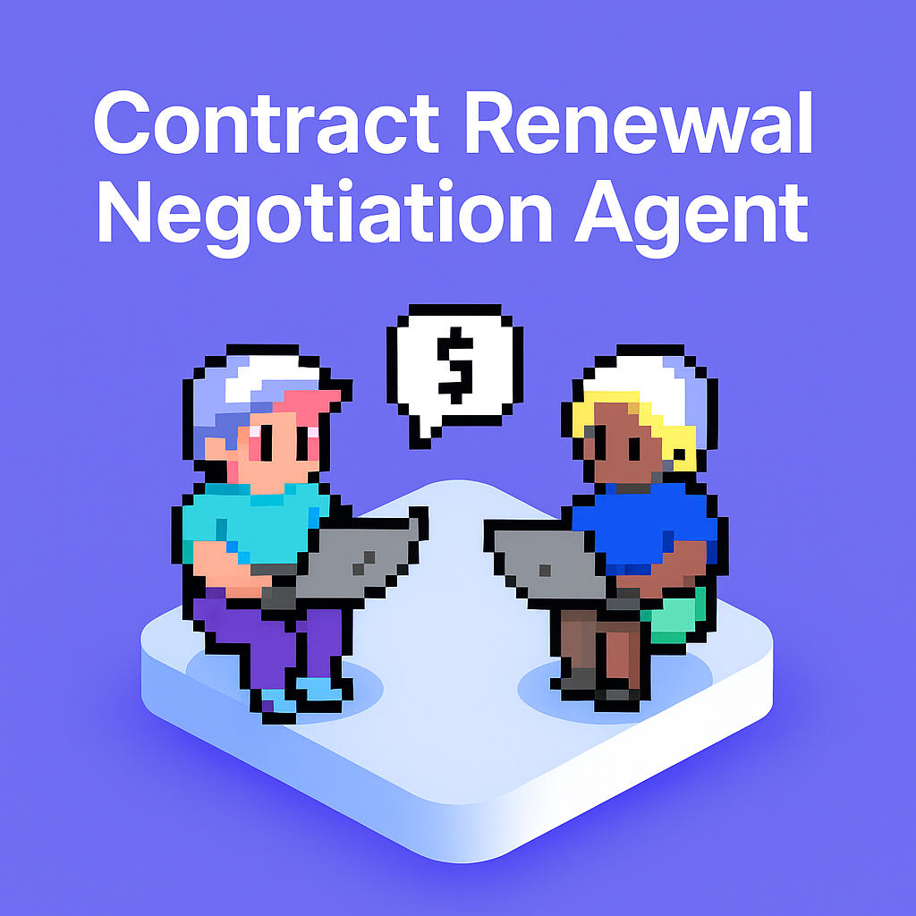 Contract Renewal Negotiation Agent - two professionals collaborating on laptops with dollar sign speech bubble representing AI-powered contract negotiation automation