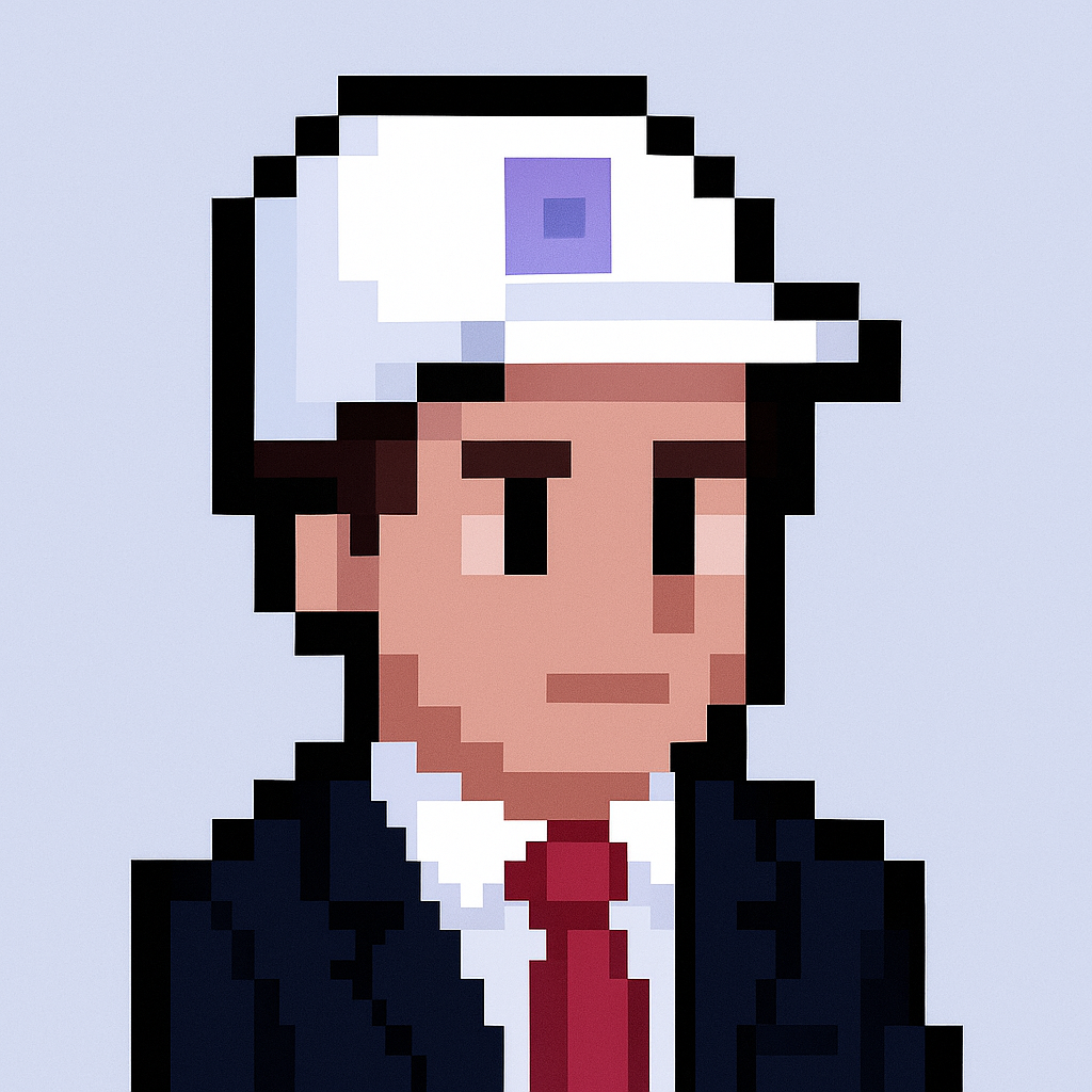 Contract renewal negotiation AI agent avatar - professional pixel art character in business suit for key account managers