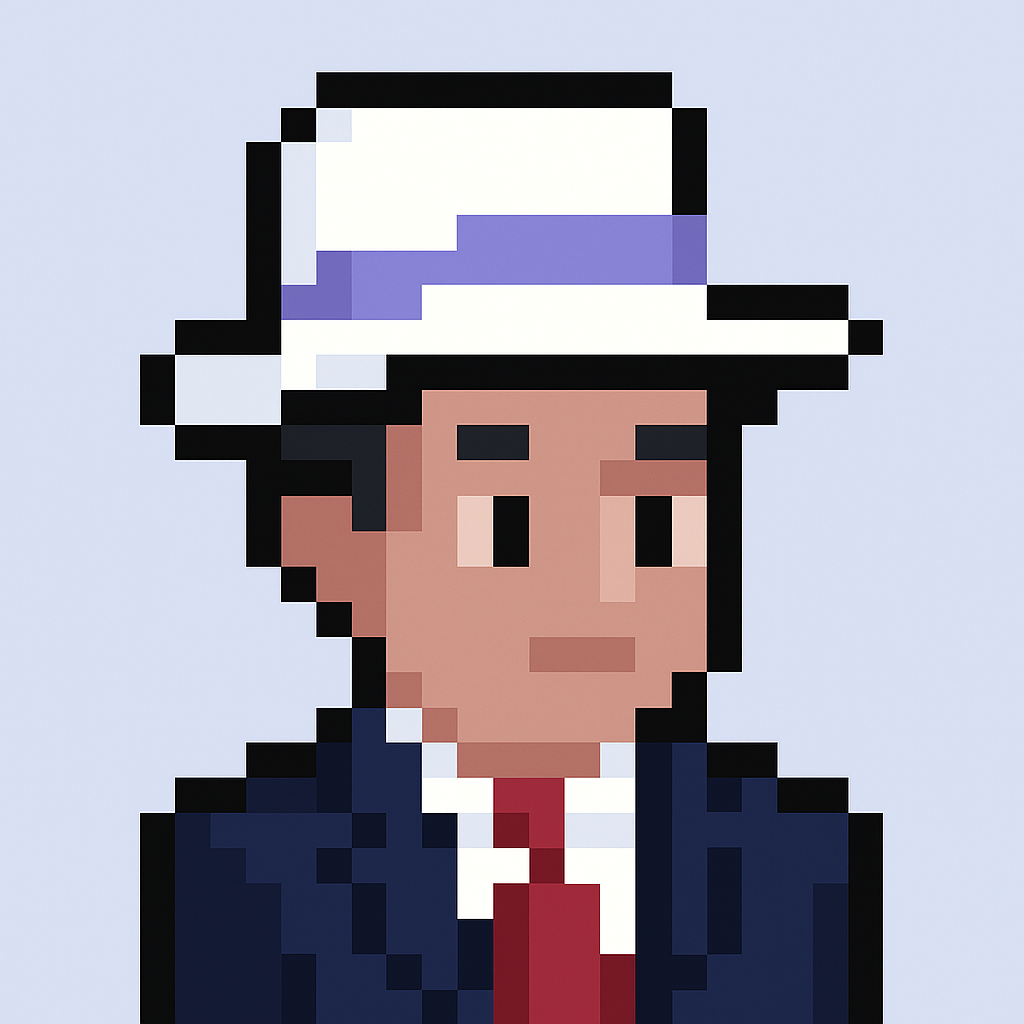 Cross-functional alignment AI agent avatar for VPs of Sales - professional pixel art character in business attire representing sales leadership and inter-team alignment