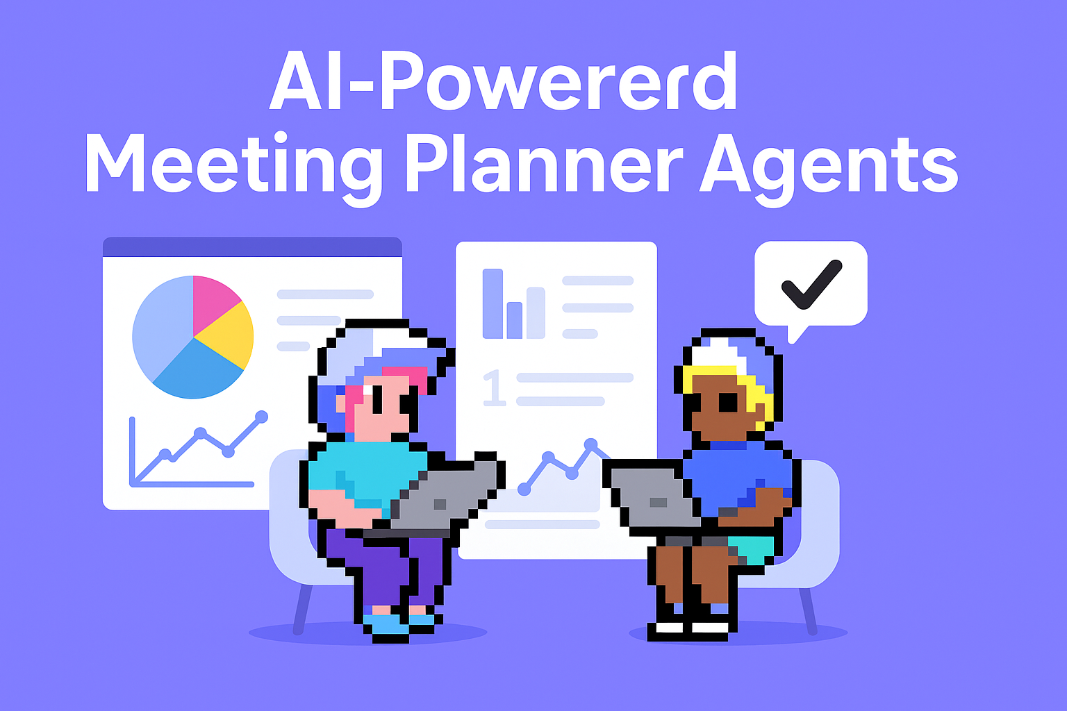 AI-Powered Meeting Planner Agents - digital transformation ROI review automation with two professionals analyzing charts and data visualizations