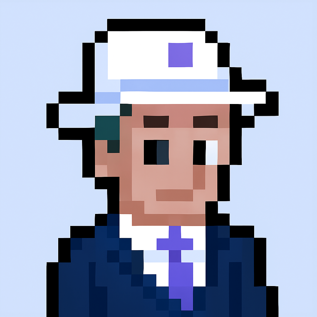 Executive stakeholder alignment AI agent avatar for key account managers - professional pixel art character with business attire representing automated meeting planning and stakeholder management