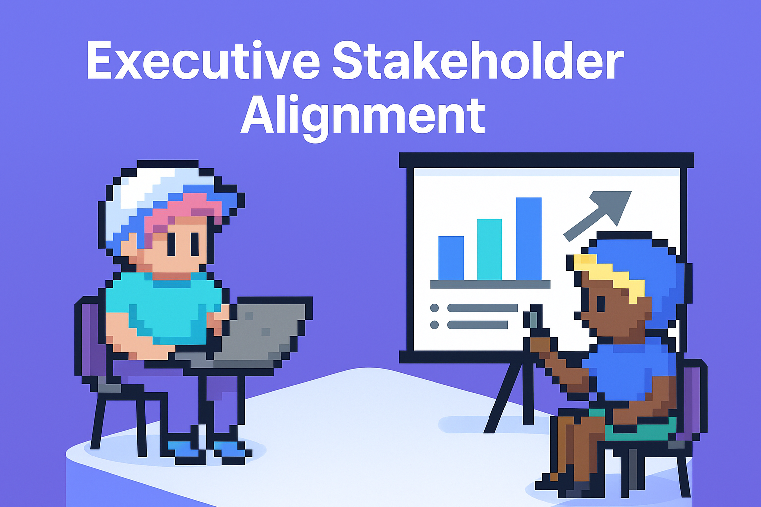 Executive Stakeholder Alignment meeting with AI agents - key stakeholders using data-driven presentations and real-time insights for strategic alignment