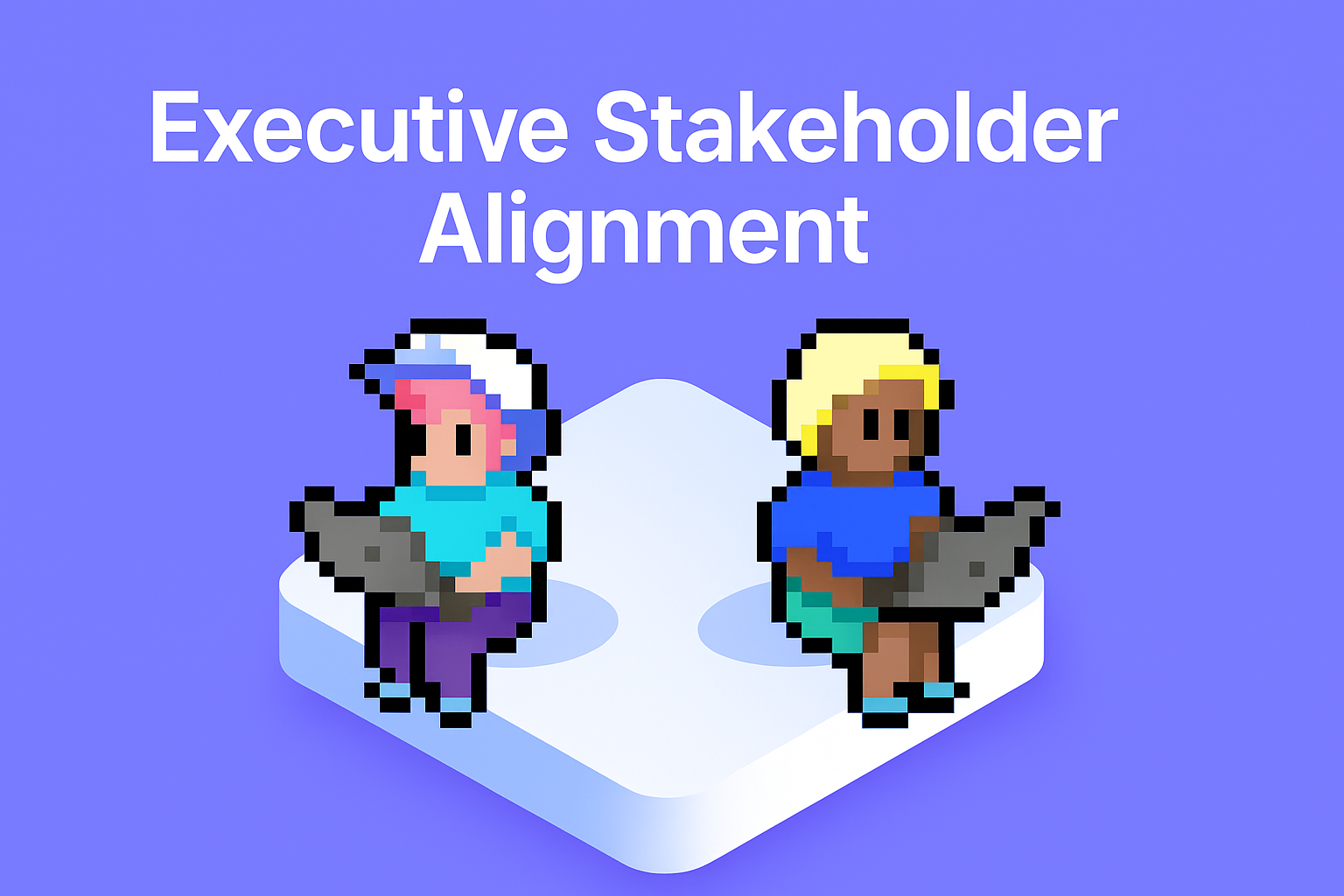 Executive Stakeholder Alignment - Two AI agents with laptops demonstrating automated stakeholder alignment and meeting planning for key account managers