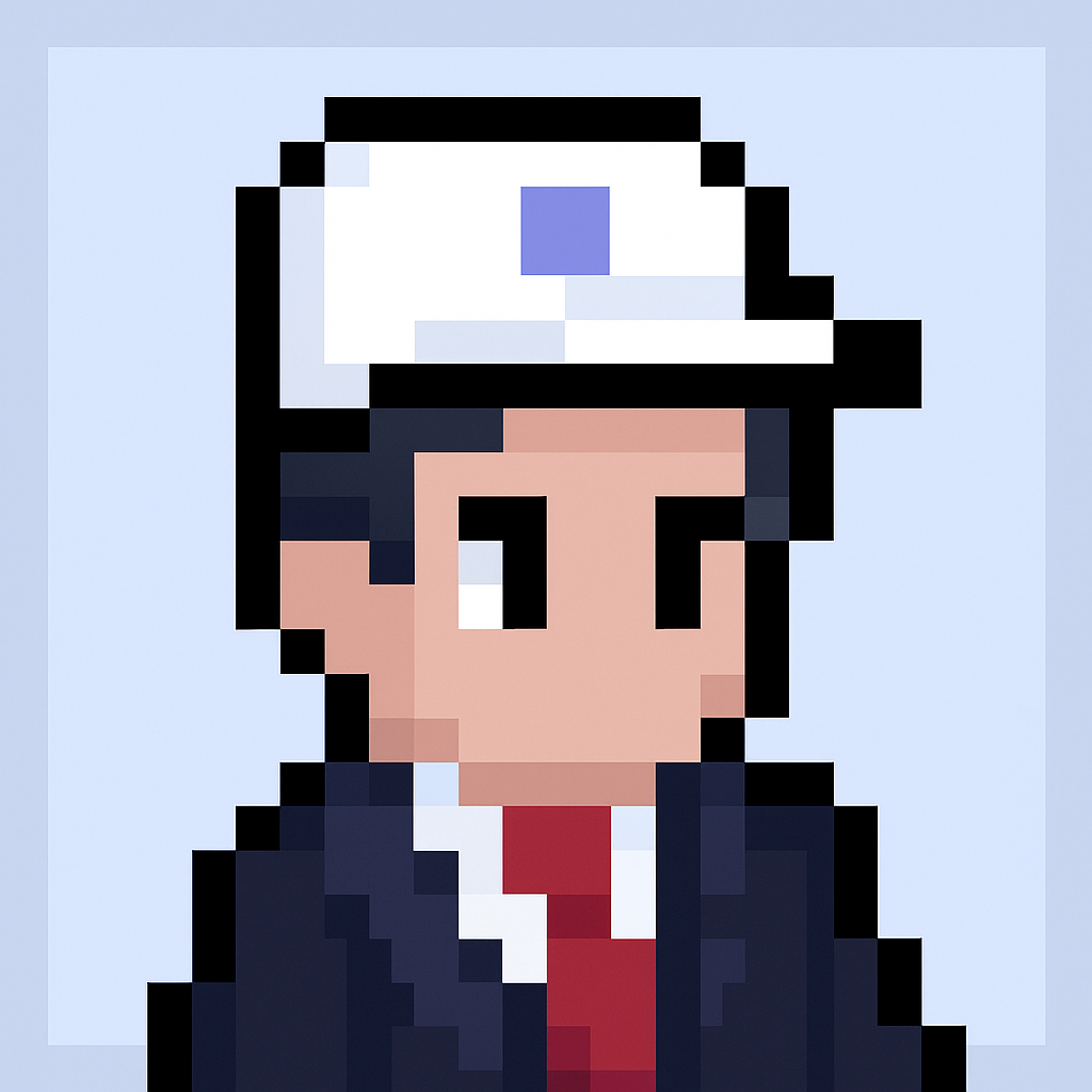 Executive stakeholder meeting agent avatar for customer portfolio managers - AI-powered professional in business suit with cap representing automated stakeholder management model
