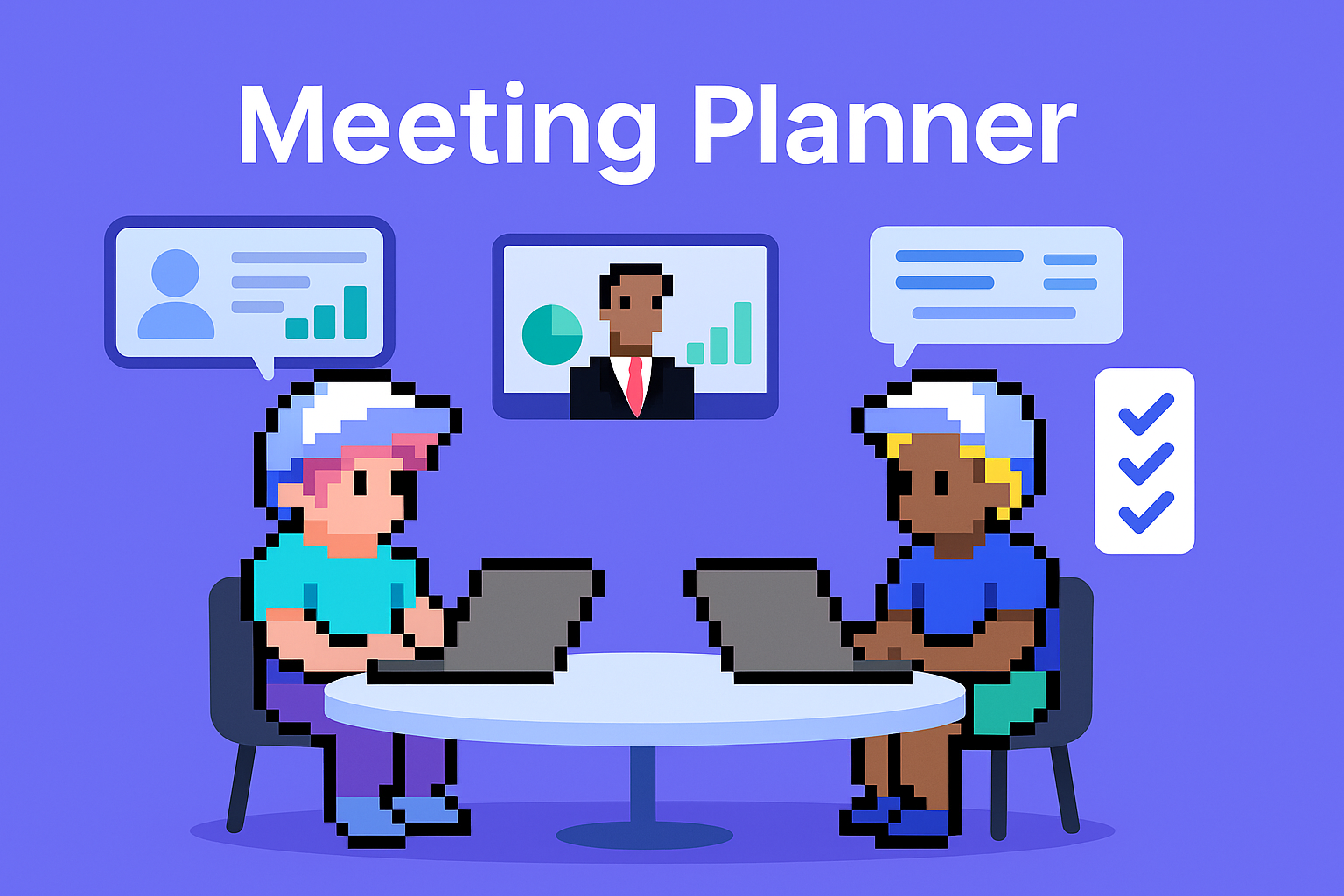 Meeting Planner - AI agents automating executive stakeholder meetings for customer portfolio managers with stakeholder management strategy and tools displayed on screens