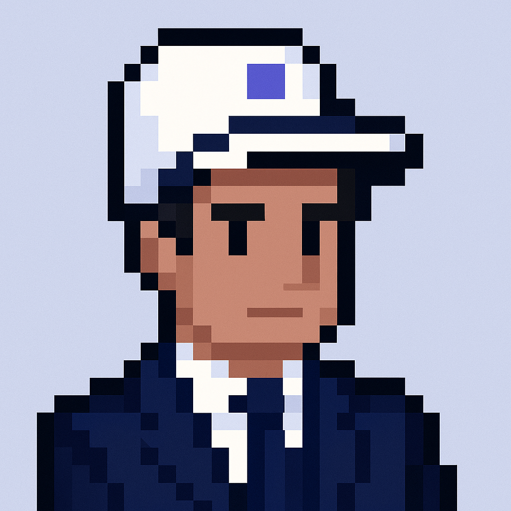 Executive stakeholder meeting AI agent avatar - professional pixel art character in business suit for key account managers