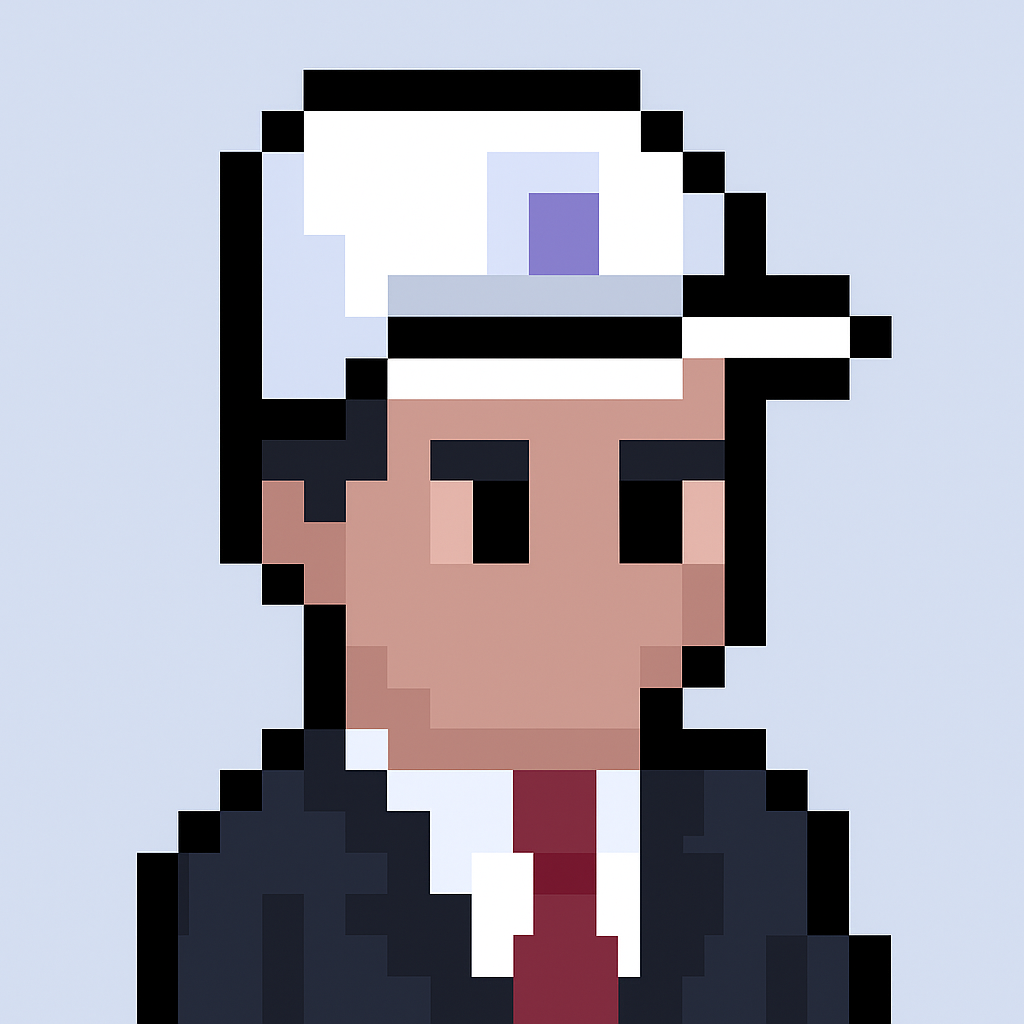 Executive stakeholder meeting agent avatar - professional AI assistant for key account managers wearing business suit and cap