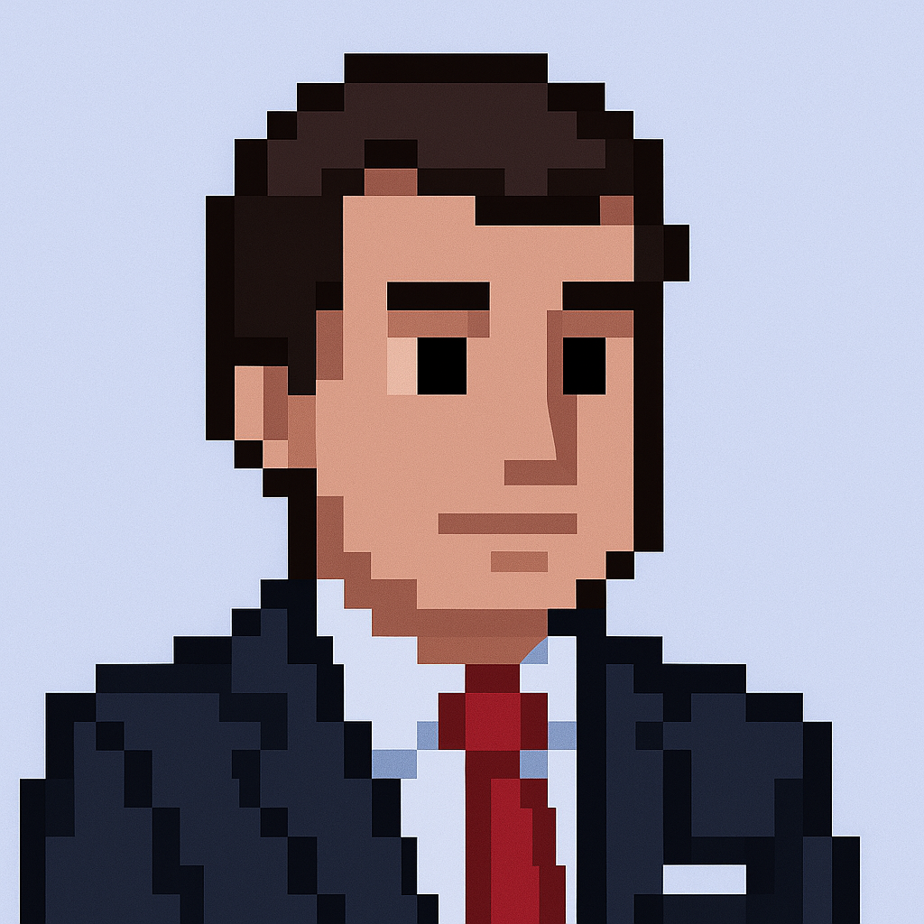 Professional executive stakeholder management agent avatar in pixel art style for key account managers