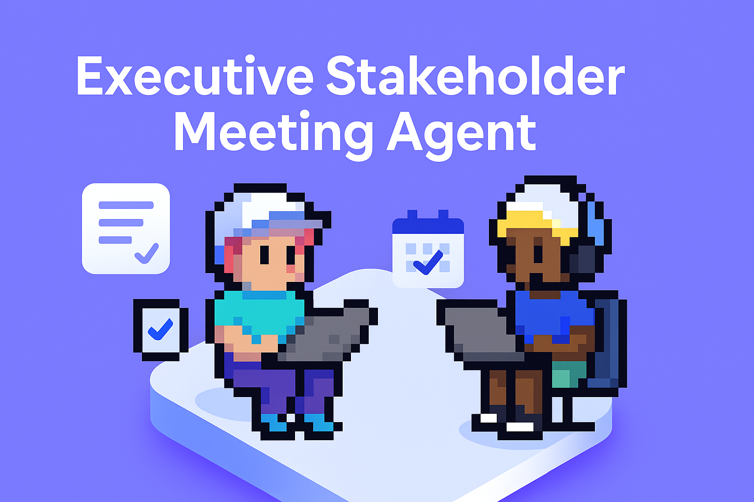 Executive Stakeholder Meeting Agent - AI-powered meeting planning for key account managers with two professionals collaborating at laptops