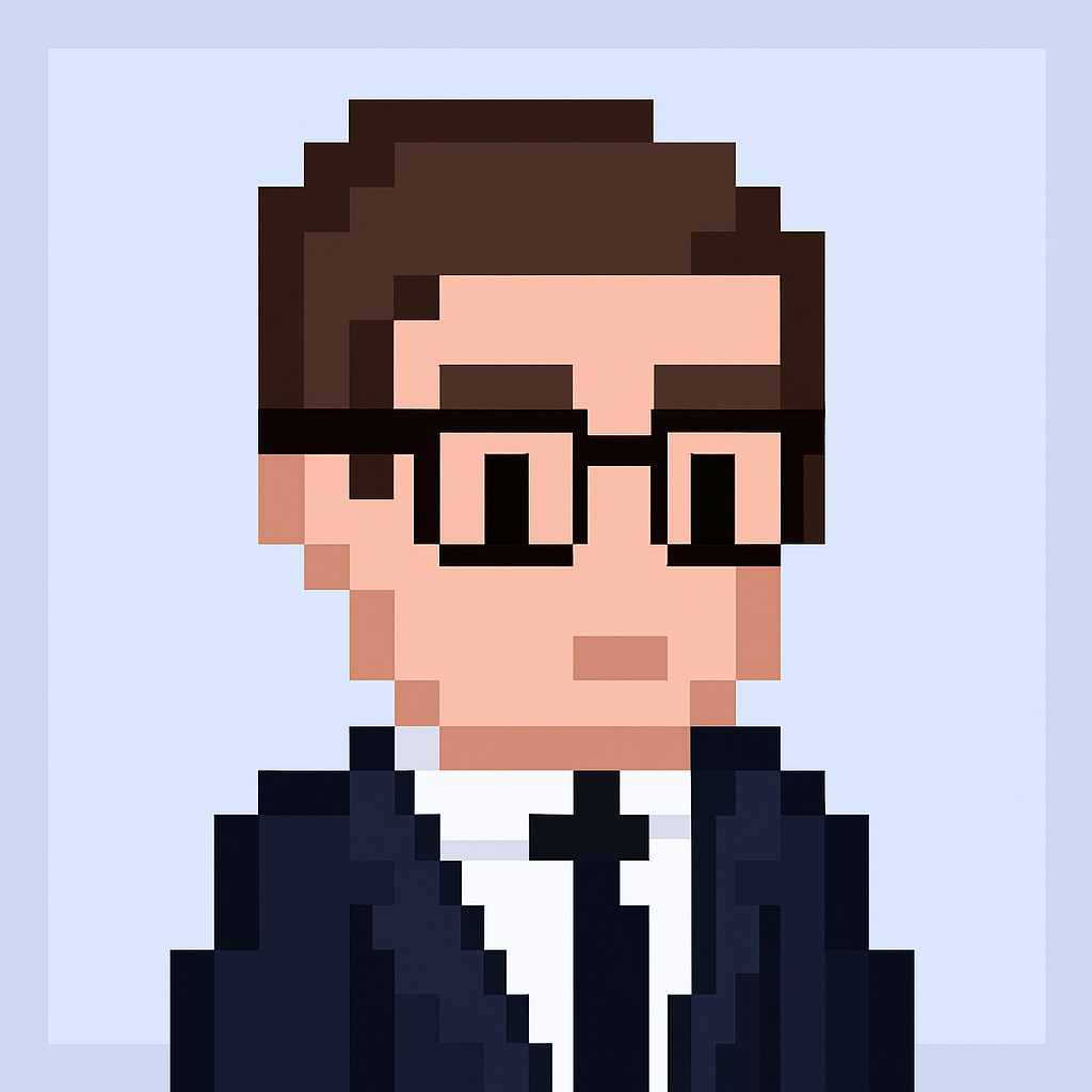 Implementation Planning Meeting Agent avatar - professional AI assistant with glasses and business suit for solutions strategy managers