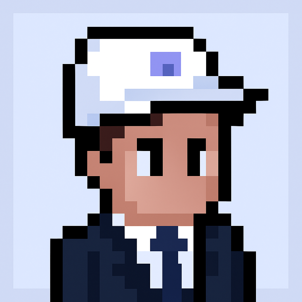 Government Sales Manager AI agent avatar for contract renewal negotiations - professional pixel art character in business suit representing automated contract management and renewed contract solutions