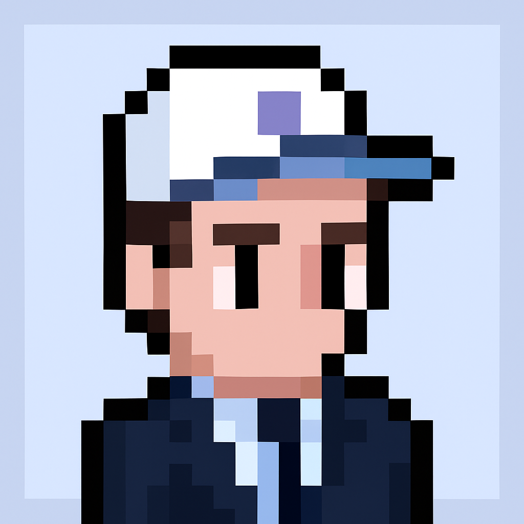 Key Account Manager AI agent avatar for quarterly business reviews - professional pixel art character with cap and suit for QBR automation