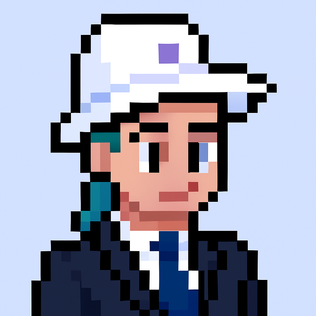 Key Account Manager AI agent avatar for quarterly business reviews software - professional pixel art character in business attire
