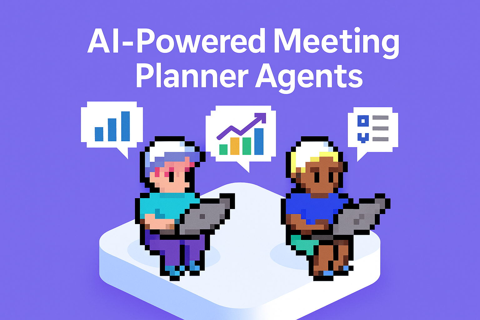 AI-Powered Meeting Planner Agents for quarterly business reviews - two professionals using laptops with data analytics charts and graphs
