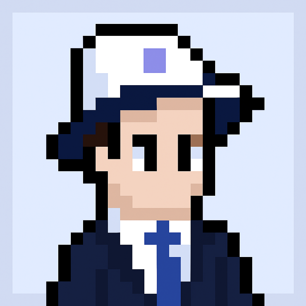 Professional business pitch meeting agent avatar in pixel art style for key account managers and sales executives