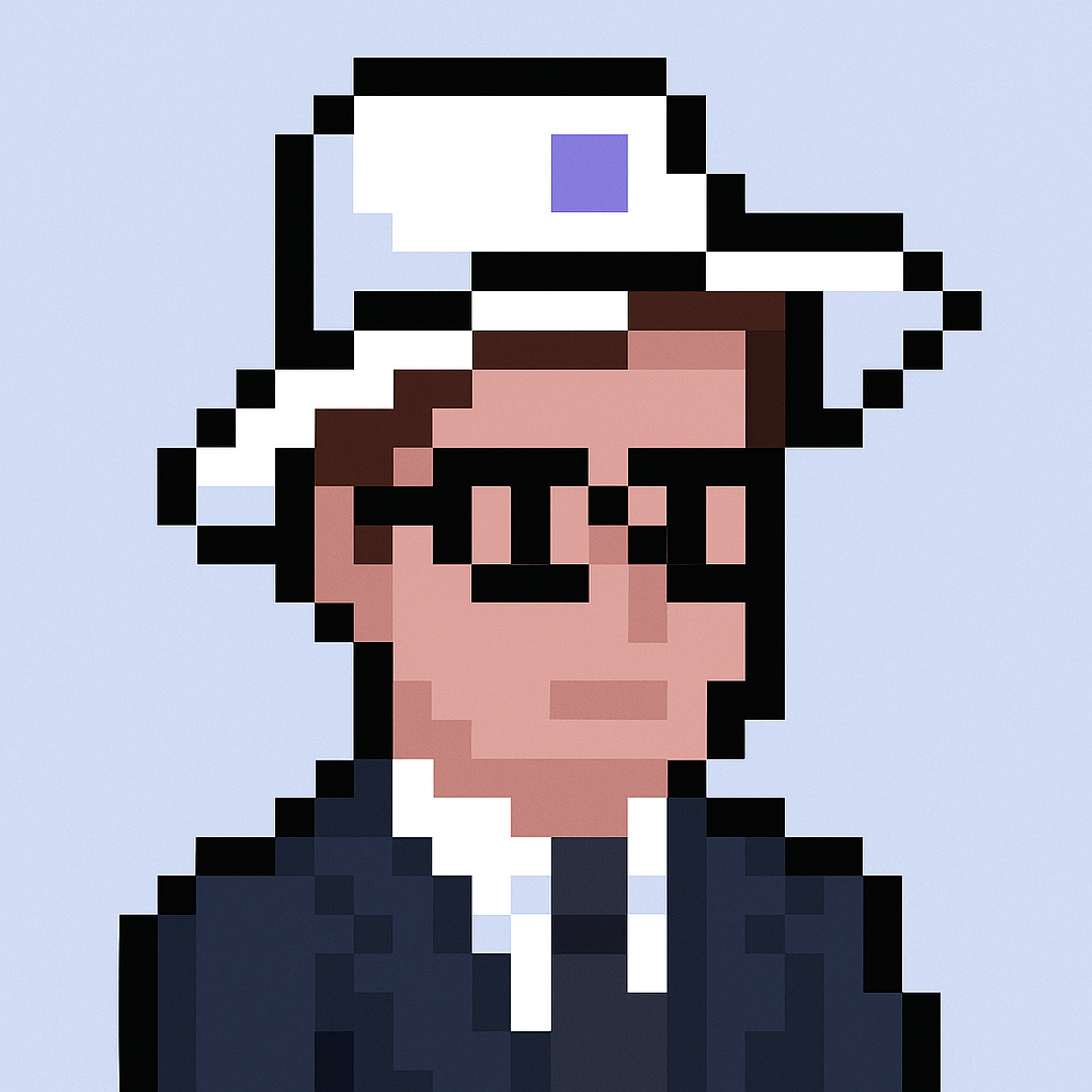 Professional AI agent avatar for product roadmap discussion agent - pixel art character with glasses and business suit representing key account manager AI tools