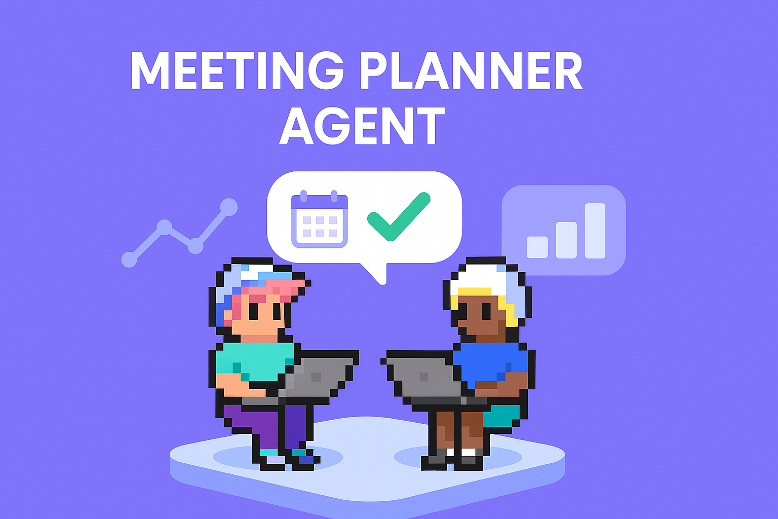 Meeting Planner Agent - Two professionals collaborating on product roadmap discussions with AI-powered meeting planning tools