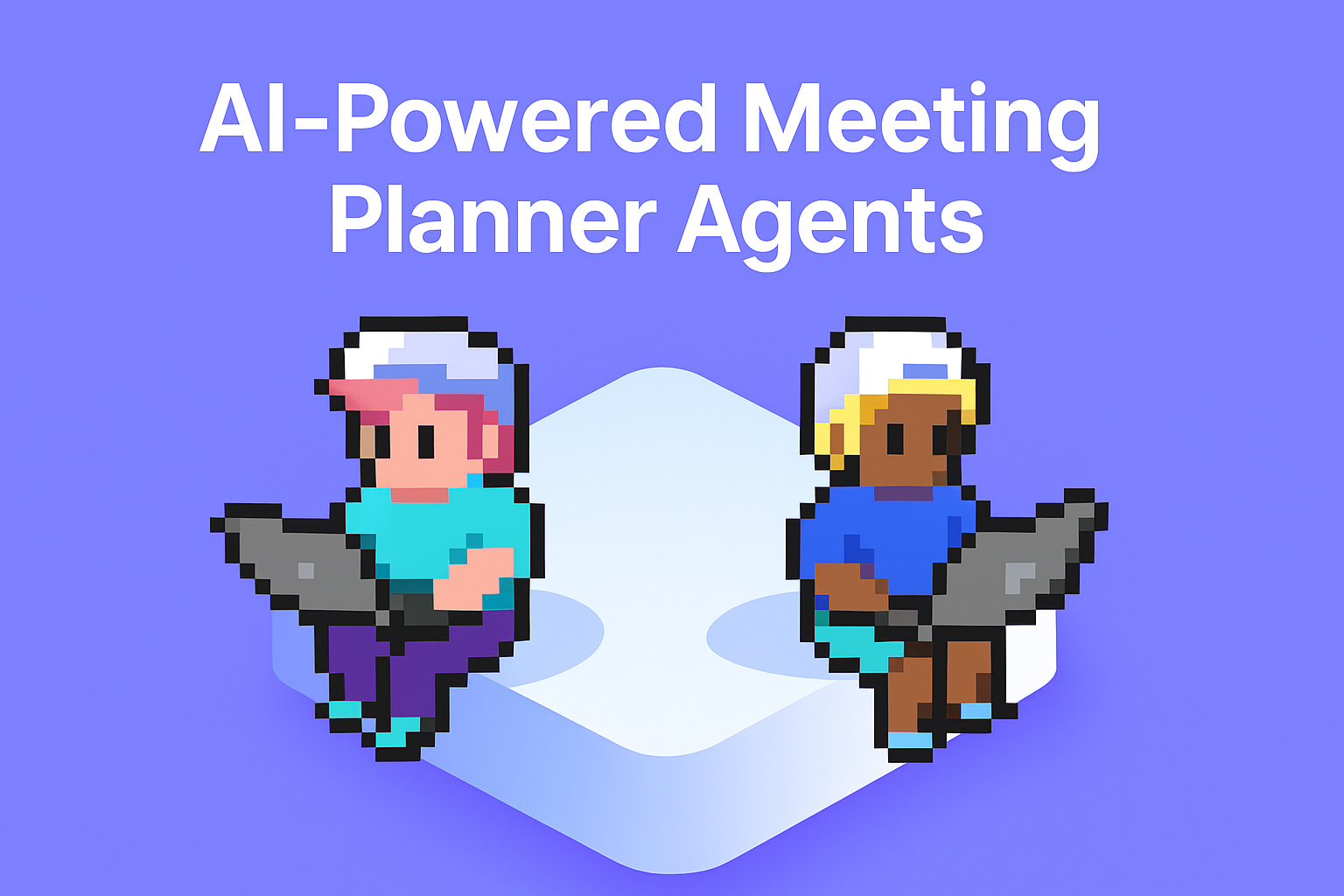 AI-Powered Meeting Planner Agents - Two professionals with laptops collaborating on quarterly business reviews automation