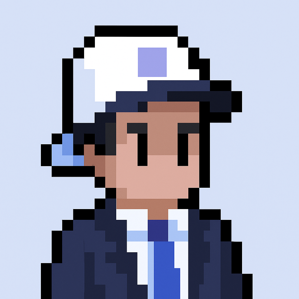Professional AI agent avatar for QBR meeting automation - pixel art character in business attire representing key account manager tools