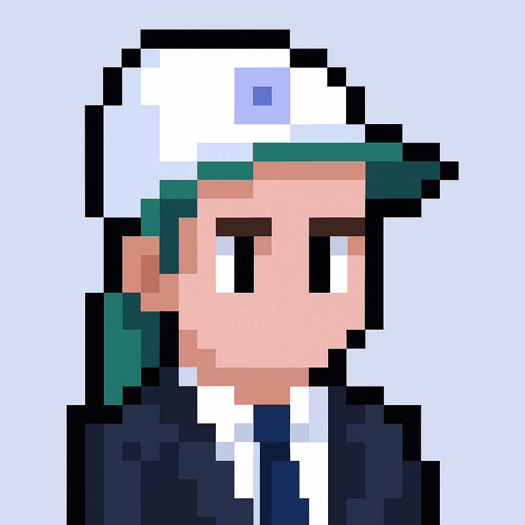 Professional AI agent avatar for vendor contract negotiation and renewal management - pixel art character with green cap representing key account manager expertise
