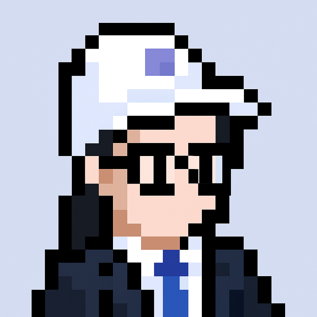 AI sprint planning agent avatar for quality assurance managers - pixel art character with glasses and cap representing automated agile sprint planning software