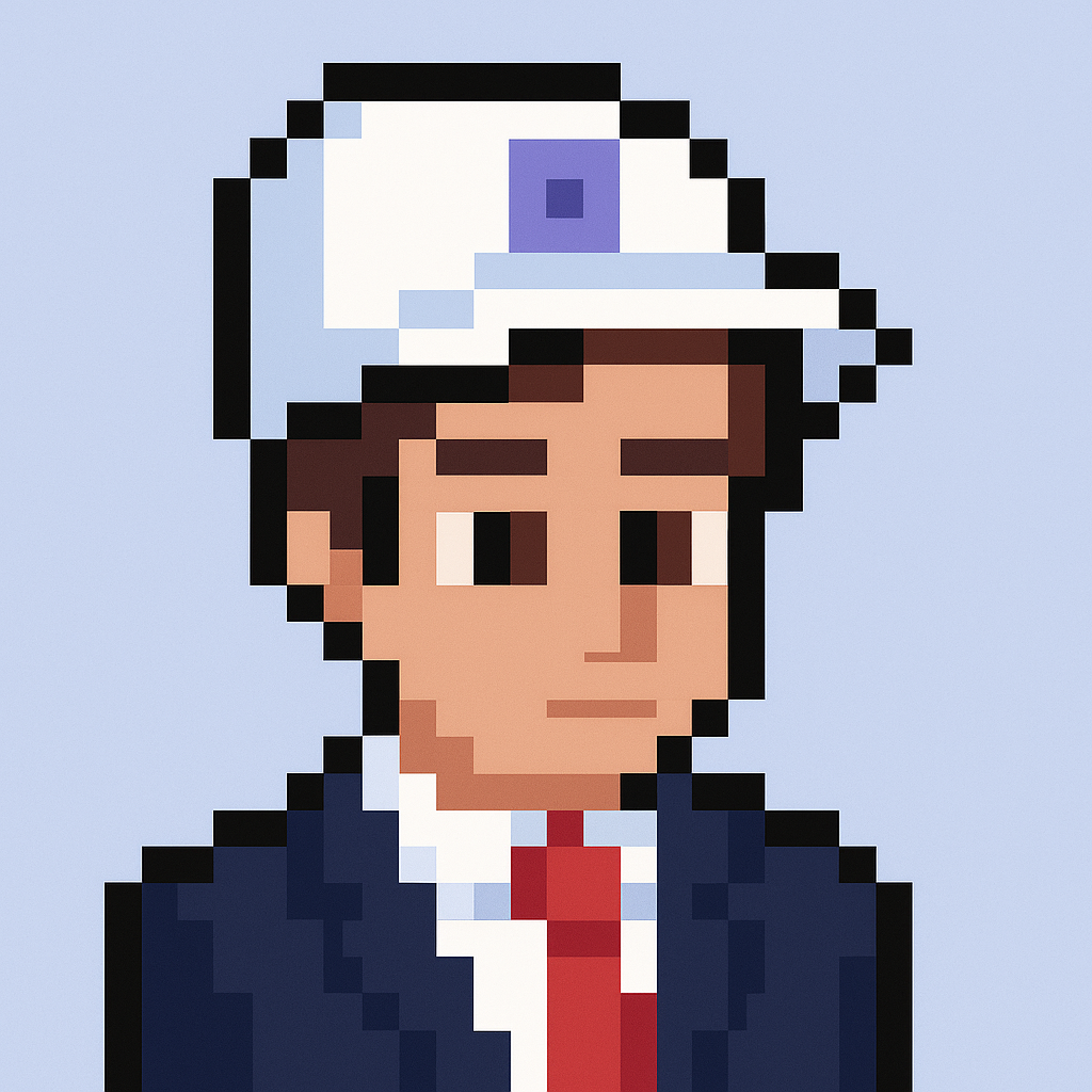Professional key account manager AI agent avatar in business attire with white cap representing stakeholder alignment agent for client relationship management