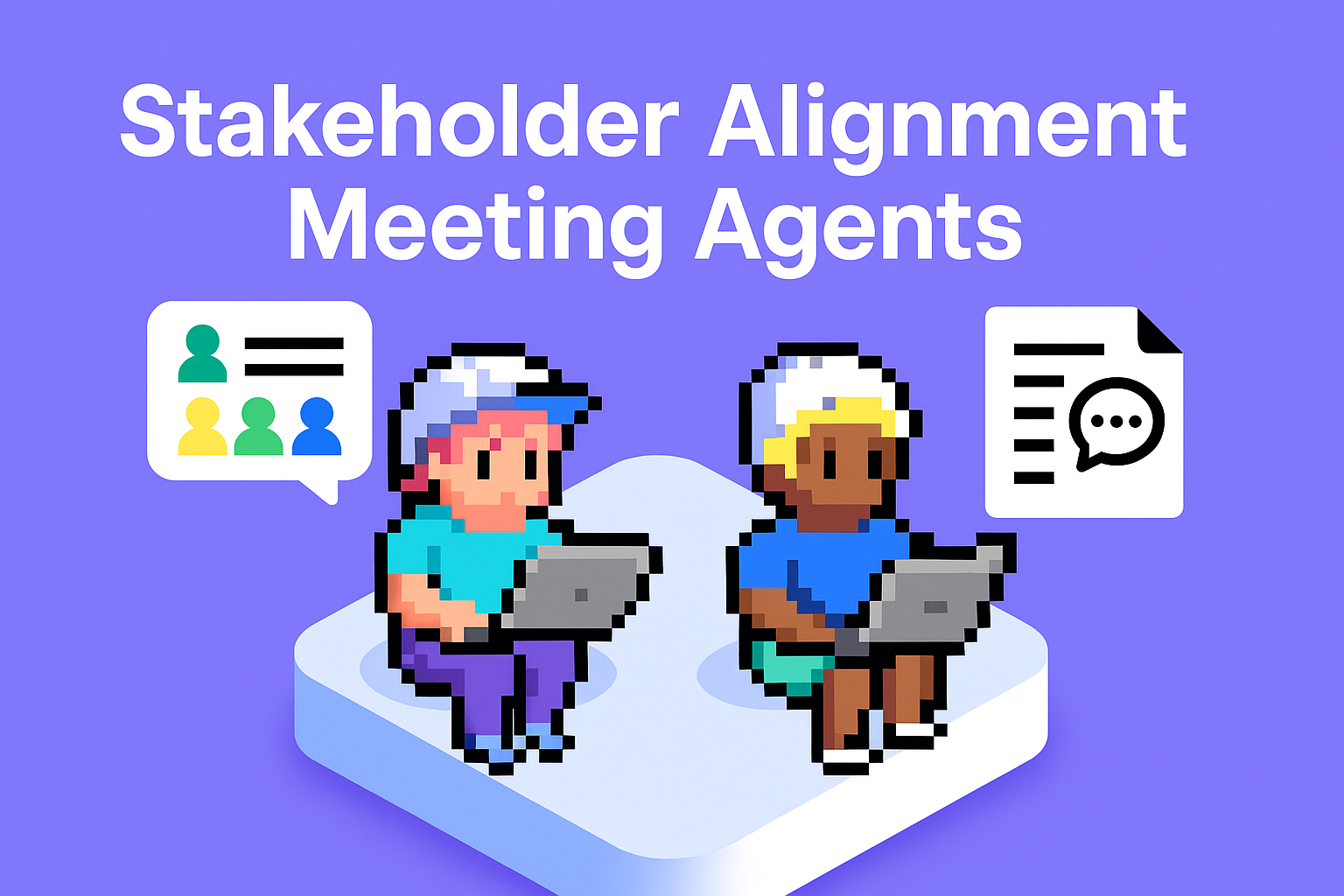 Stakeholder Alignment Meeting Agents - two professionals collaborating with AI-powered meeting management tools for key account managers