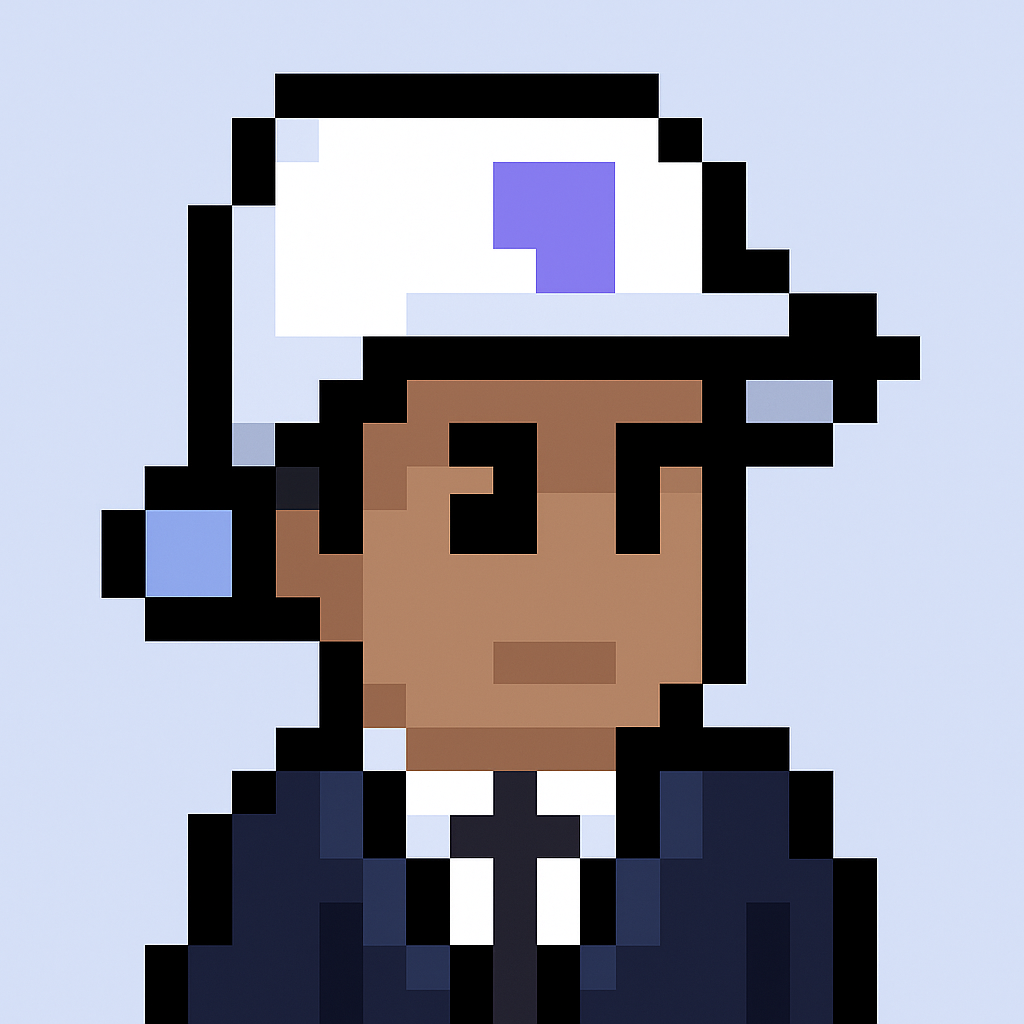 Strategic account planning AI agent avatar for public sector sales managers - professional pixel art character in suit and cap representing automated account strategy planning