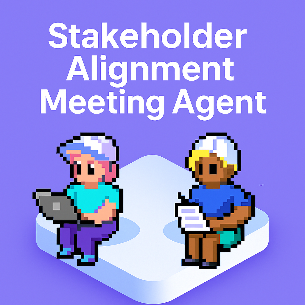 Stakeholder Alignment Meeting Agent - AI-powered meeting planning tool showing two professionals collaborating on stakeholder alignment meetings for key account managers
