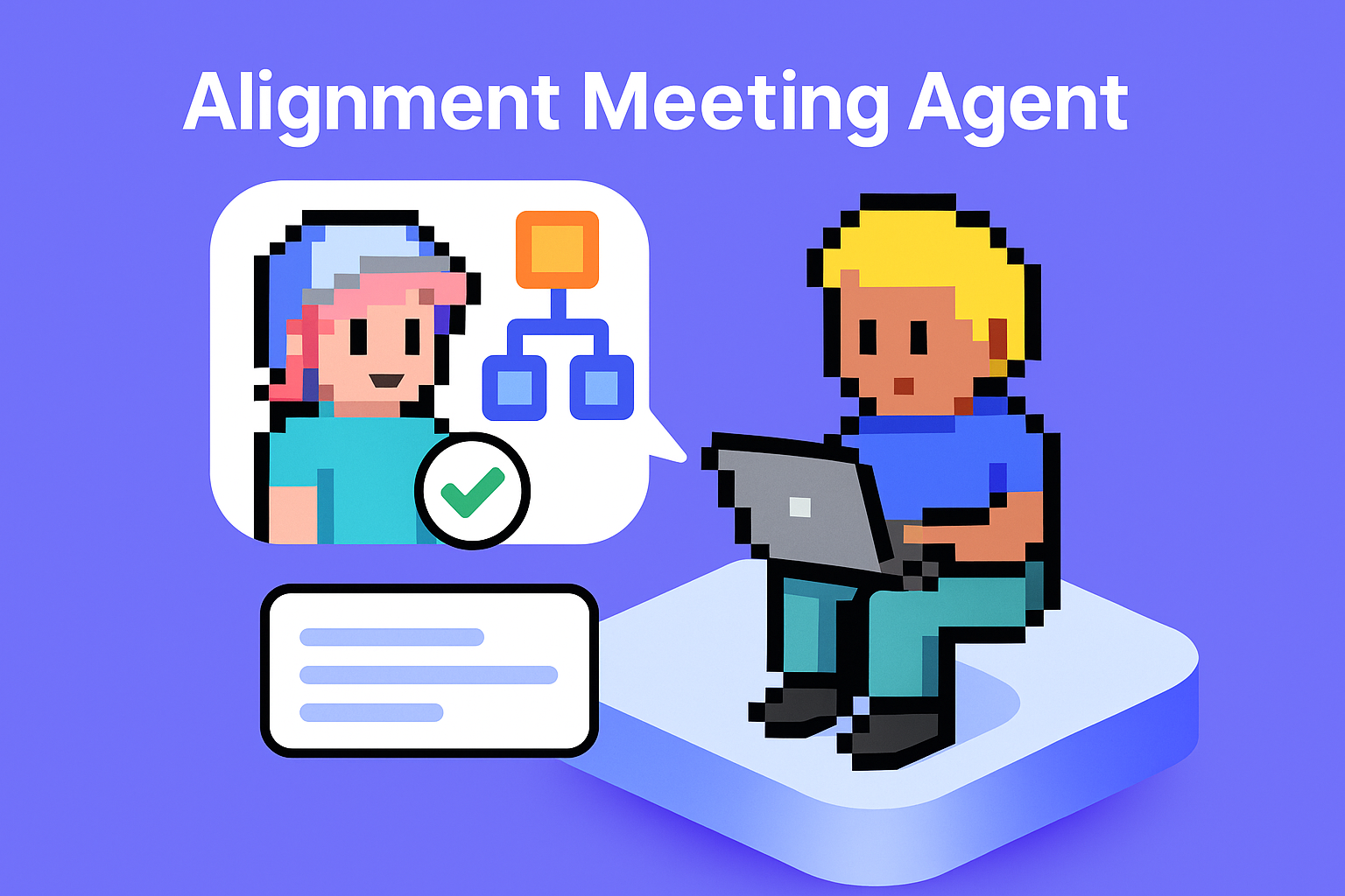 Alignment Meeting Agent - AI-powered stakeholder alignment meeting tool showing two professionals collaborating with flowchart visualization