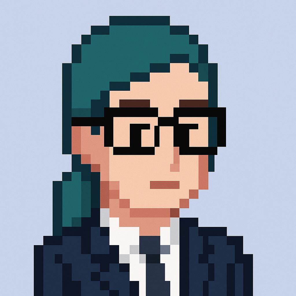 Professional QBR meeting agent avatar with teal hair and business suit for sales operations managers conducting quarterly business reviews
