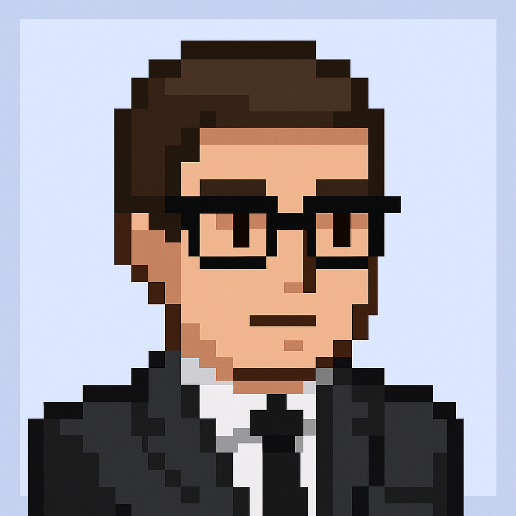 Professional AI agent avatar for quarterly business review automation - Key Account Manager assistant with glasses and business suit