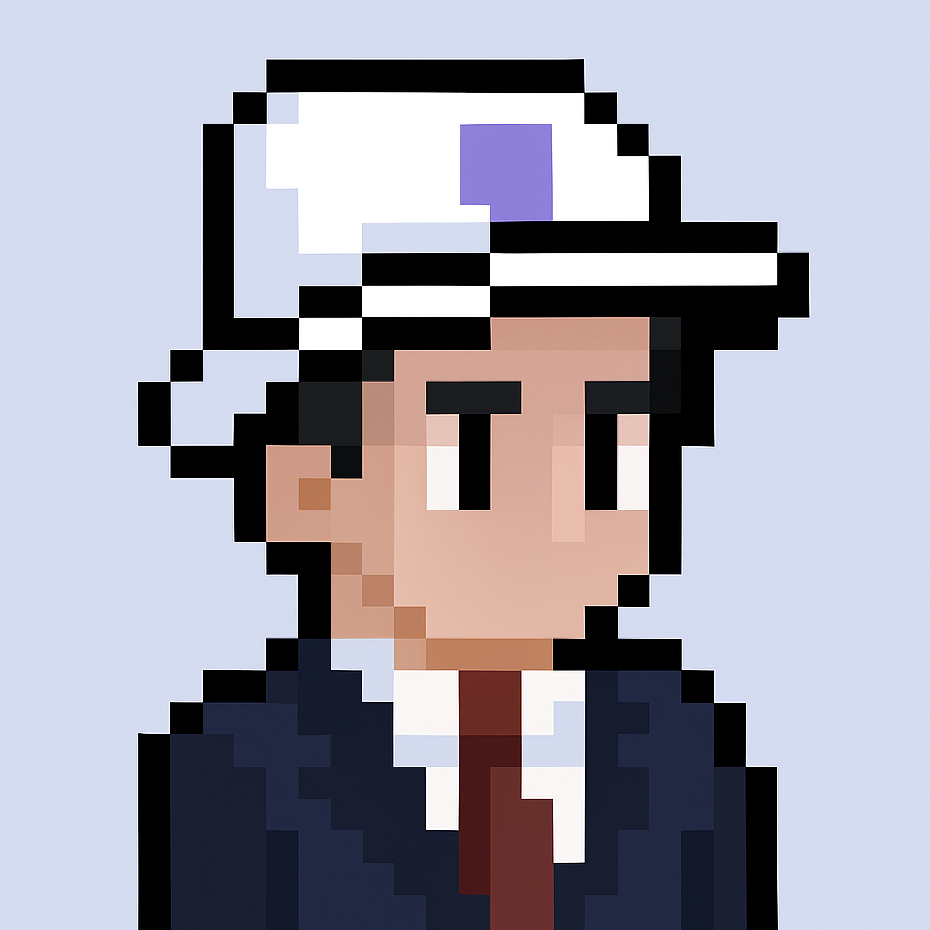 Government Sales Manager AI Agent avatar - professional pixel art character in suit and hat for opportunity discovery meetings