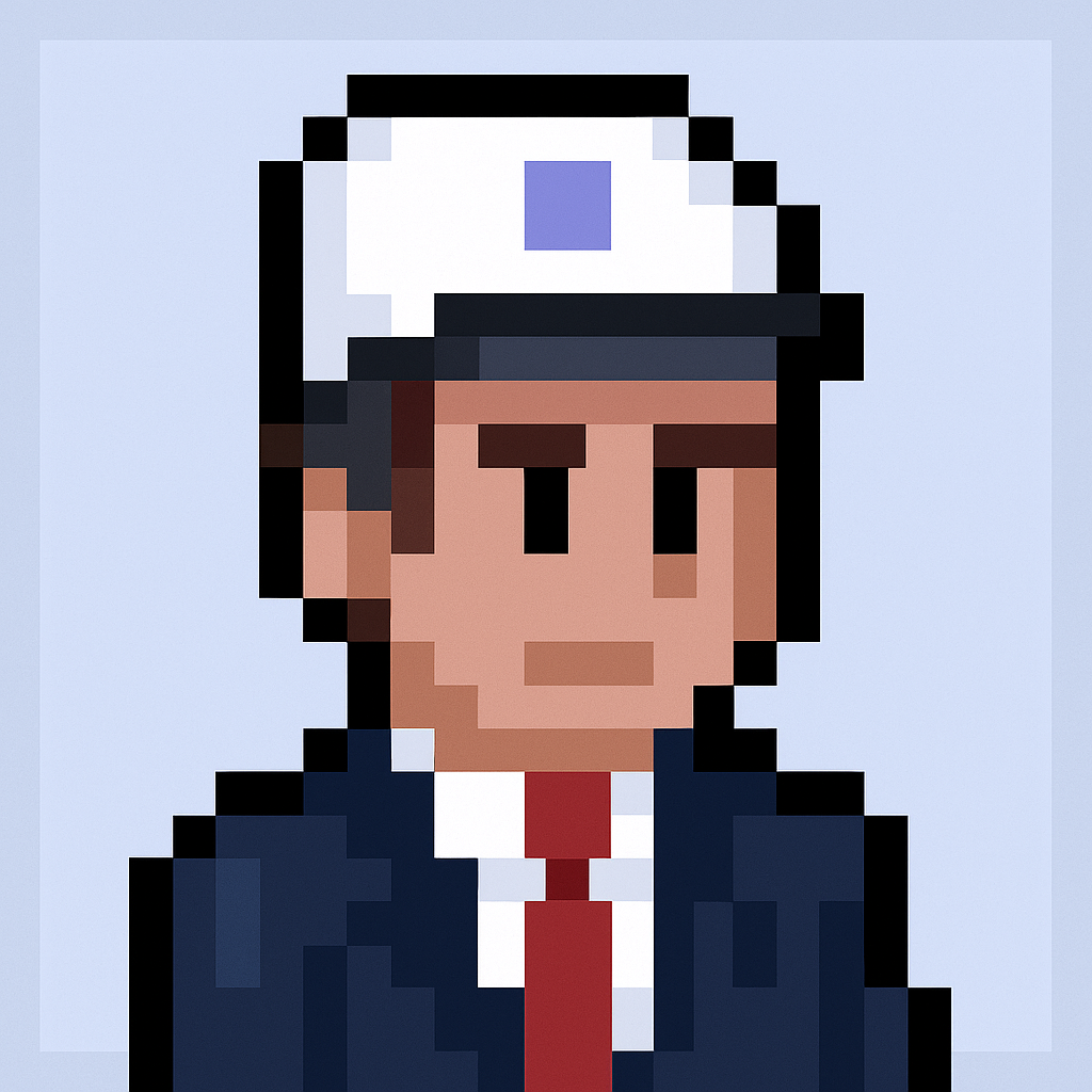 Professional AI agent avatar in business suit and cap for contract renewal meeting automation and key account management
