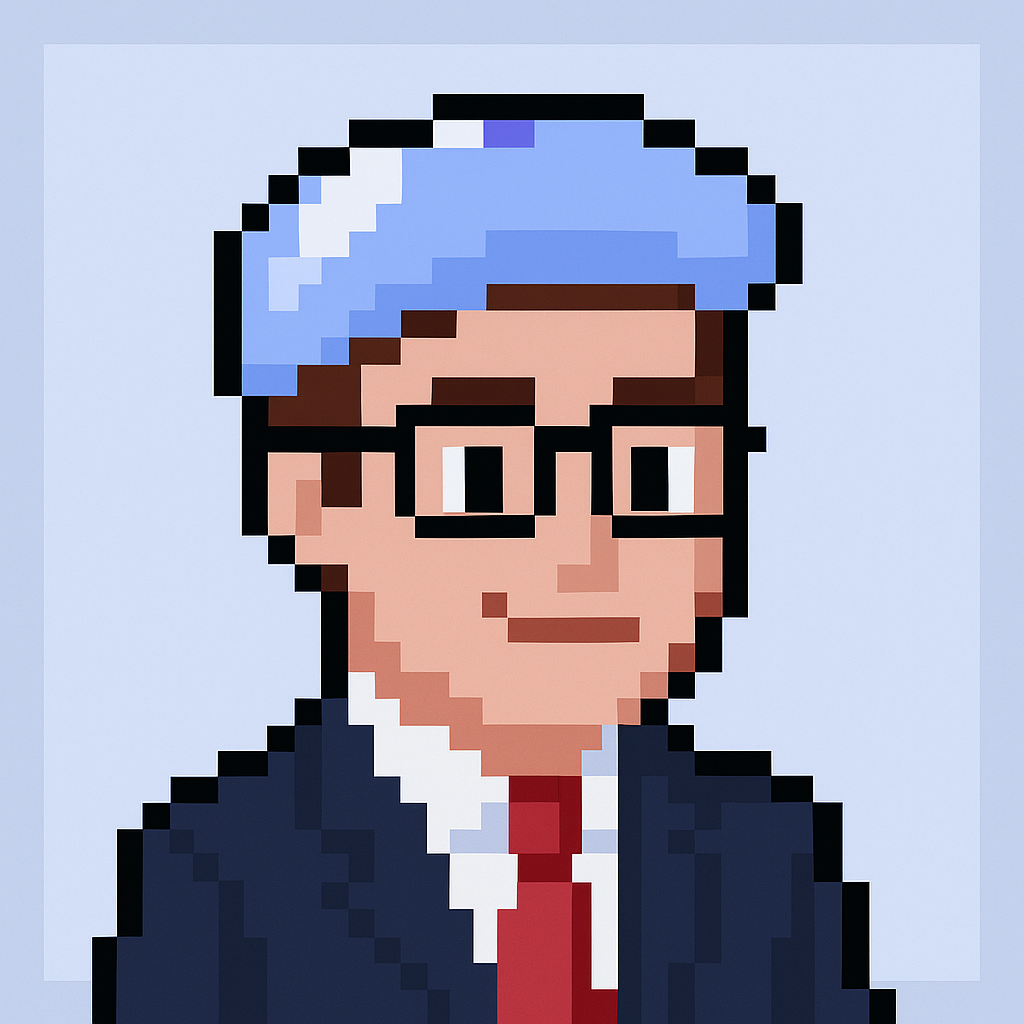 Client onboarding meeting agent avatar - professional AI assistant for key account managers with blue cap and business attire
