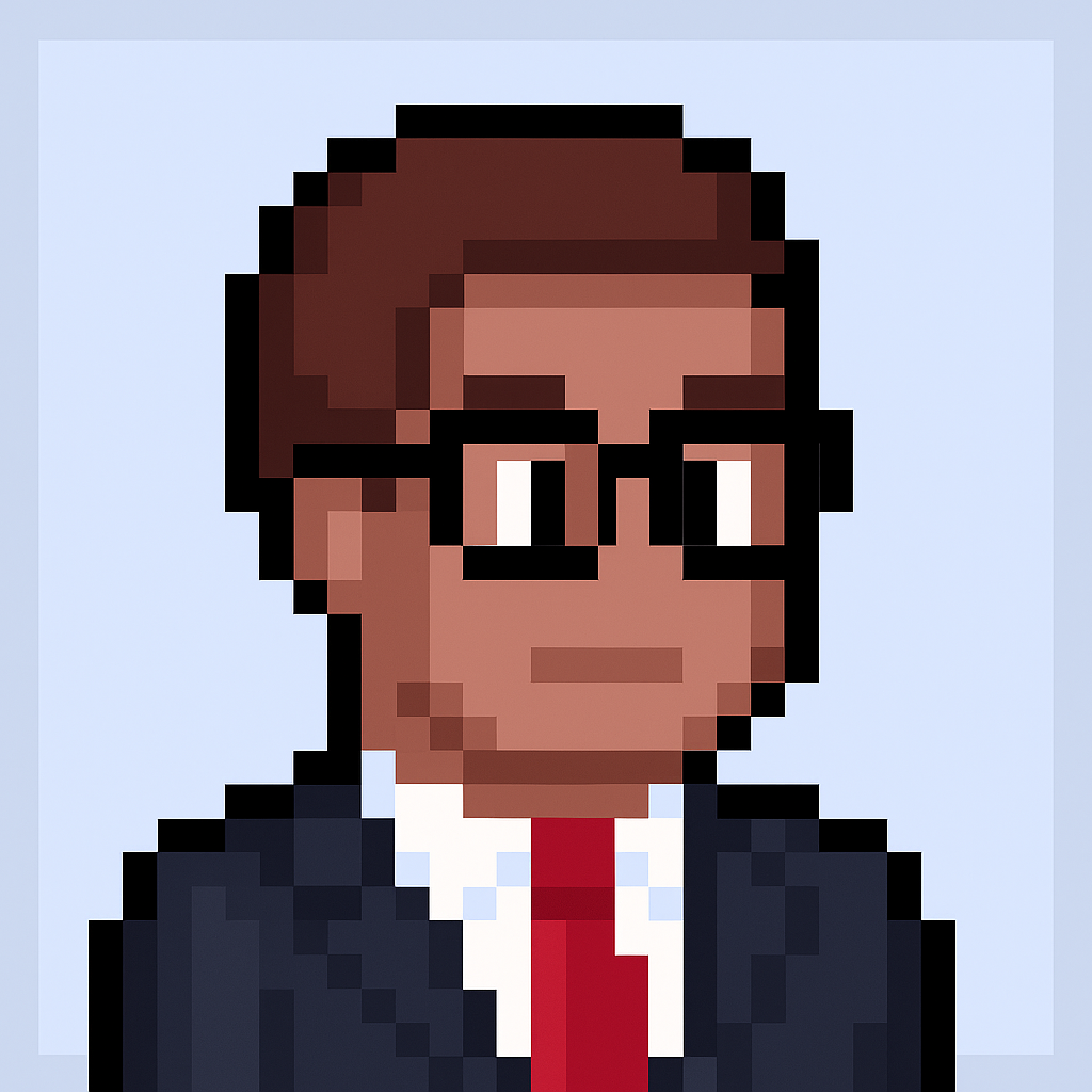 Professional AI agent avatar for account planning strategy meetings - key account manager with glasses in business suit