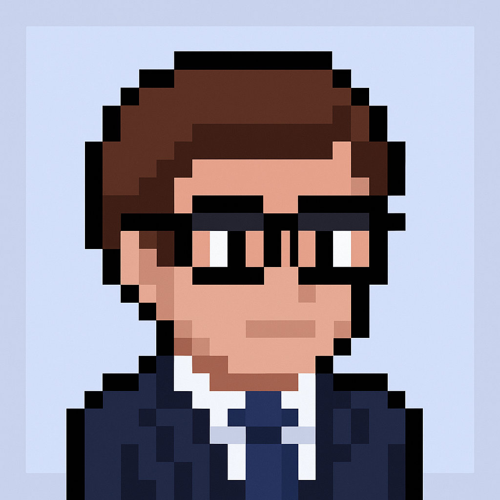 Account planning AI agent avatar - professional customer portfolio manager with glasses and business suit for automated account planning meetings