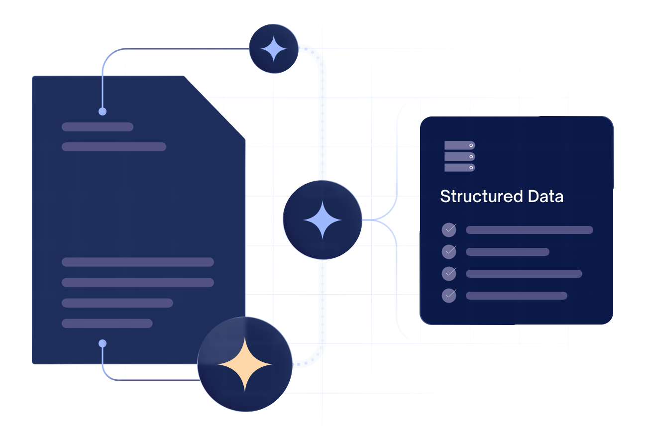 Illustration of a document connected to structured data