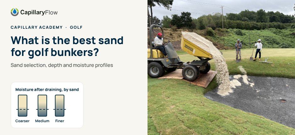 Workers tipping sand from a dumper into a golf bunker under construction. Title: What is the best sand for golf bunkers?