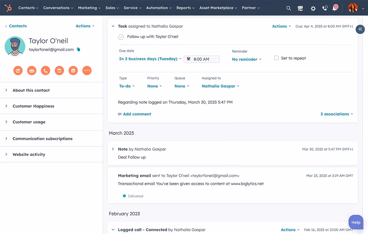 Automated creation of contacts and deals