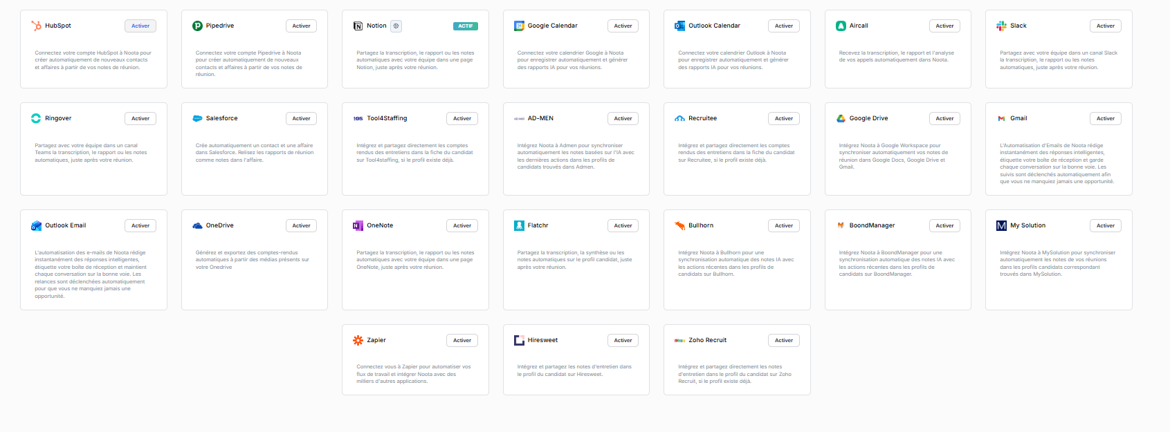 Turn on the integration in one click