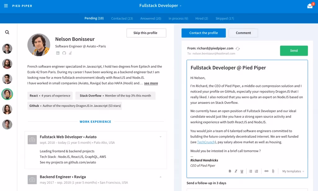 Rellenar automáticamente el perfil del candidato en HireSweet