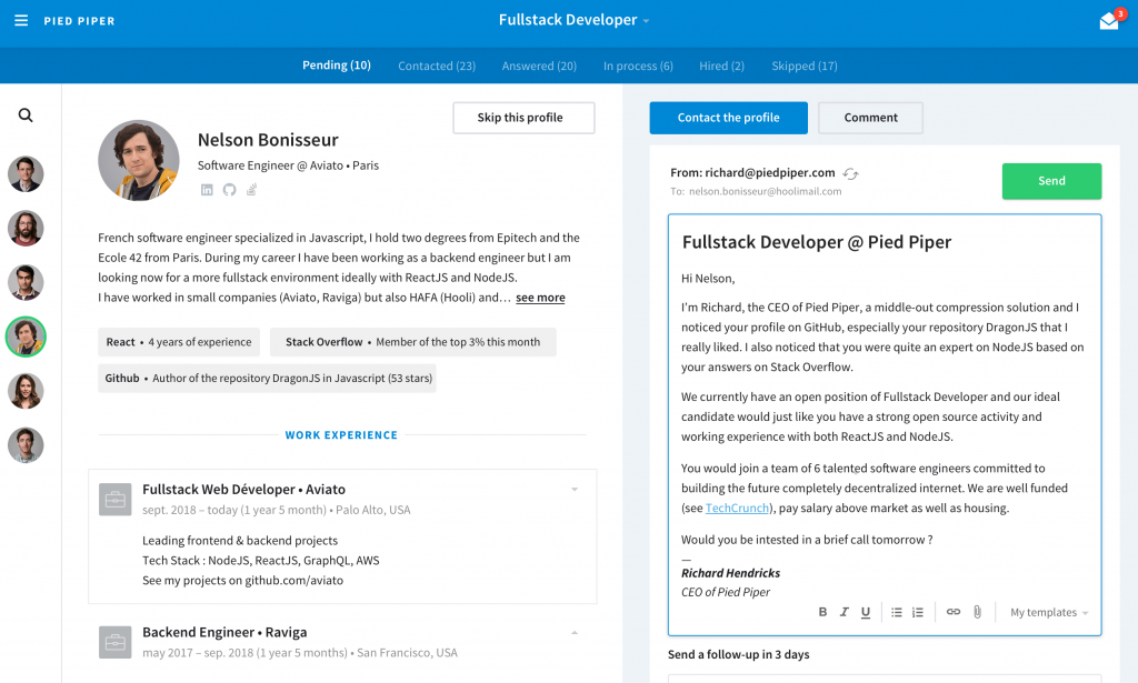 Automatically Fill in the candidate profile in HireSweet